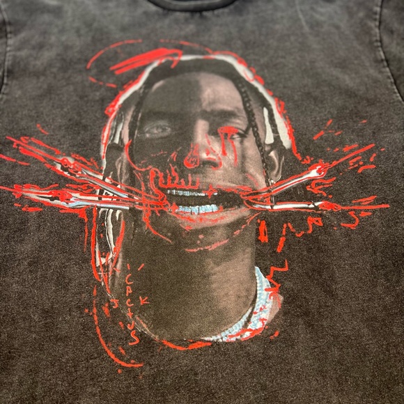 Matte black Travis Scott T-Shirt. Cactus Jack on the back. Size: XL - Picture 2 of 5